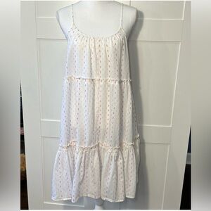 Madewell Women’s Tiered Sheer White Rainbow Textured Clipdot Cover Up Midi Dress